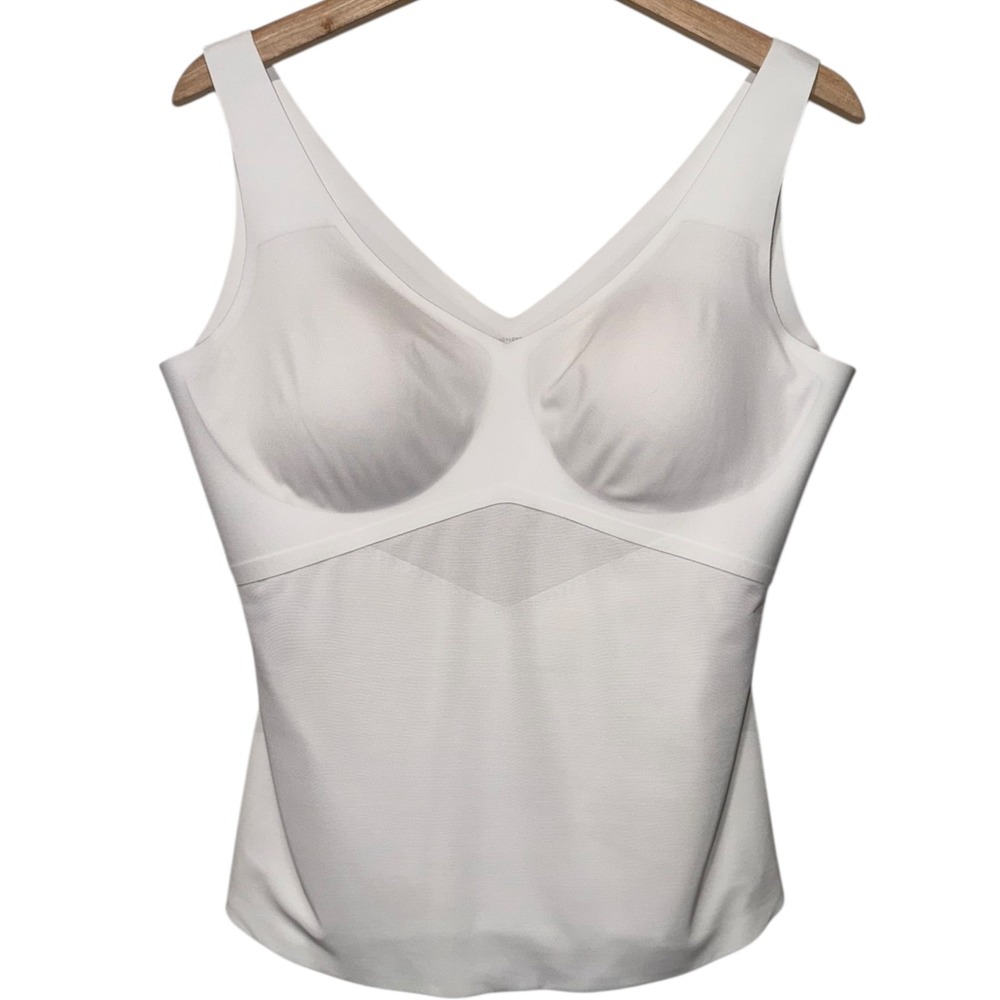 Honeylove Women Liftwear Tank Top Cami Shapewear 1X White Padded Wireless Mesh
